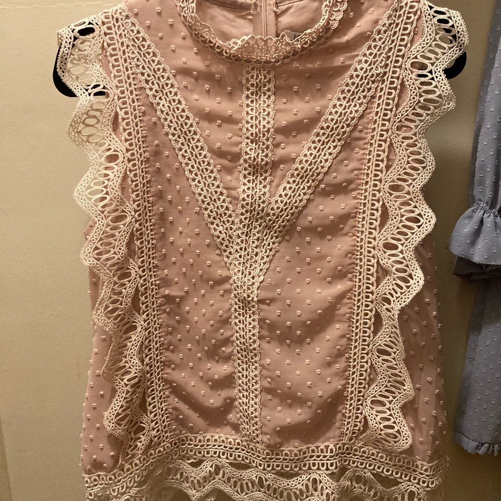 Joy Joy Blush Lace Sleeveless Blouse